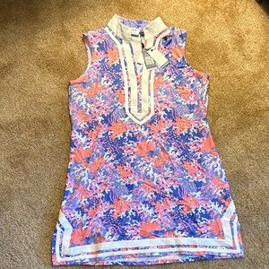 Cabana Life Coral and Blue Mini Dress